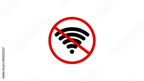 No internet connection icon animation. No Wi-Fi connection motion. Banned icon No wi-fi internet 4k video footage.