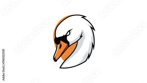 Stylized white swan head mascot profile with an orange beak and a circular orange background for a sports team or brand.