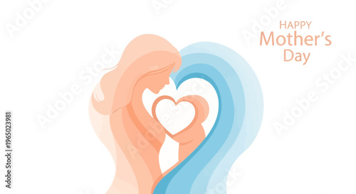 Mother and child in heart shaped embrace on Mother's Day