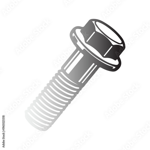 a flanged hex bolt, a type of fastener that features a hexagonal head with a built in circular flange underneath, acting as an integrated washer to distribute load
