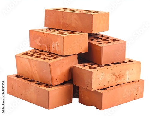 A stack of red bricks with rectangular holes