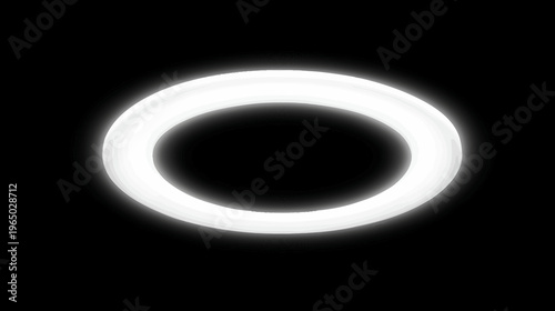 A glowing, opaque white ring, in a gradient effect, suspended in black space, pure and simple