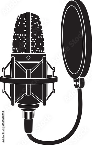 Microphone, studio mic, vocal condenser, pop filter, recording equipment, music production tools