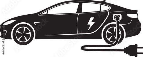 Electric car, EV charging, black vehicle, eco-friendly transportation, automotive