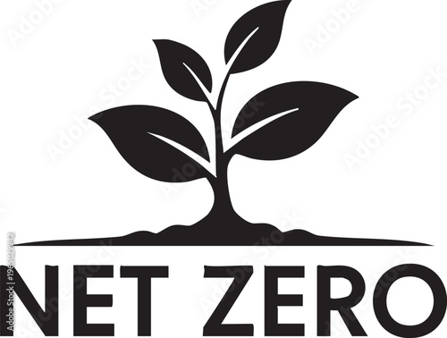 Net zero, eco friendly, sustainability, green growth vector logo