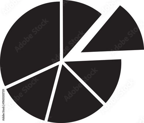 Pie chart, black and white, business infographic element, vector graph