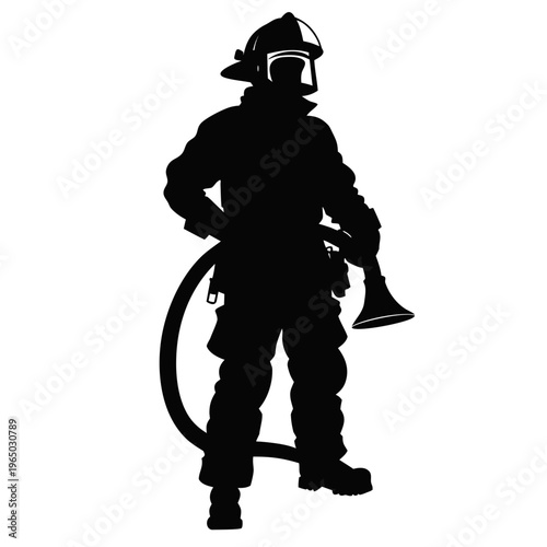 Firefighter silhouette, emergency responder icon, fireman vector, rescue worker