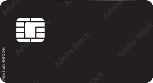 Black credit card, SIM card chip, payment card, vector icon