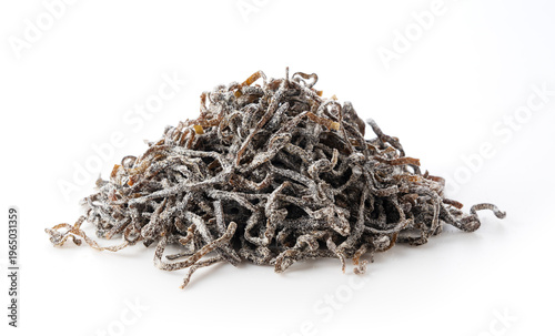 Schilderij op canvas Salted shredded kelp (Shio-kombu) isolated on a white background