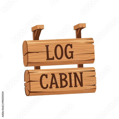 Rustic wooden sign with the words 'Log Cabin' carved into it, perfect for nature retreats and outdoor adventures