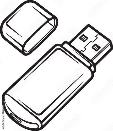 A usb flash drive with its cap off