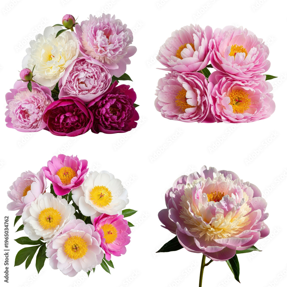 Naklejka premium Bouquets of beautiful pink and white peonies