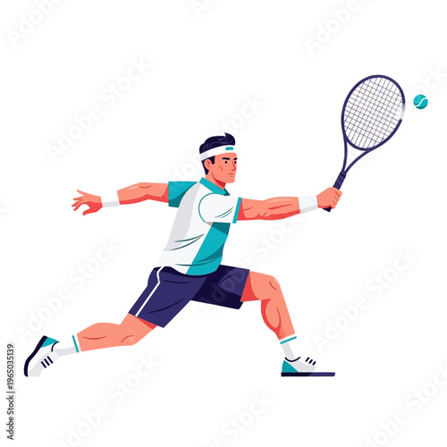 Tennis Player Forehand Stroke Action Shot Isolated