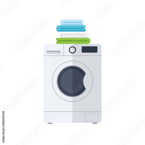 Modern Washing Machine with Stacked Laundry