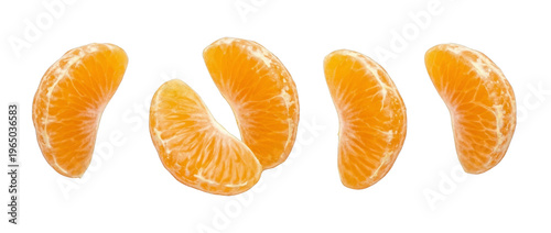 Fresh Sliced Mandarin Orange Segments Isolated