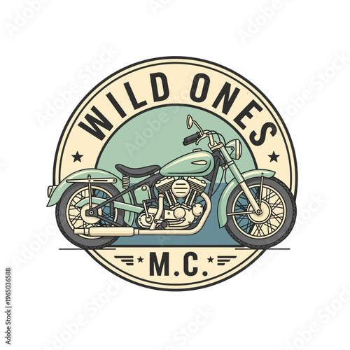 Vintage Motorcycle Club Emblem - Wild Ones MC Logo