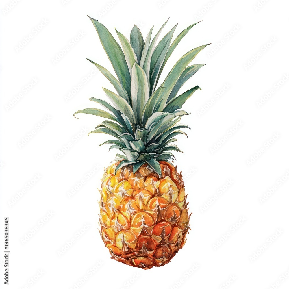 Fototapeta premium Vibrant tropical pineapple illustration.