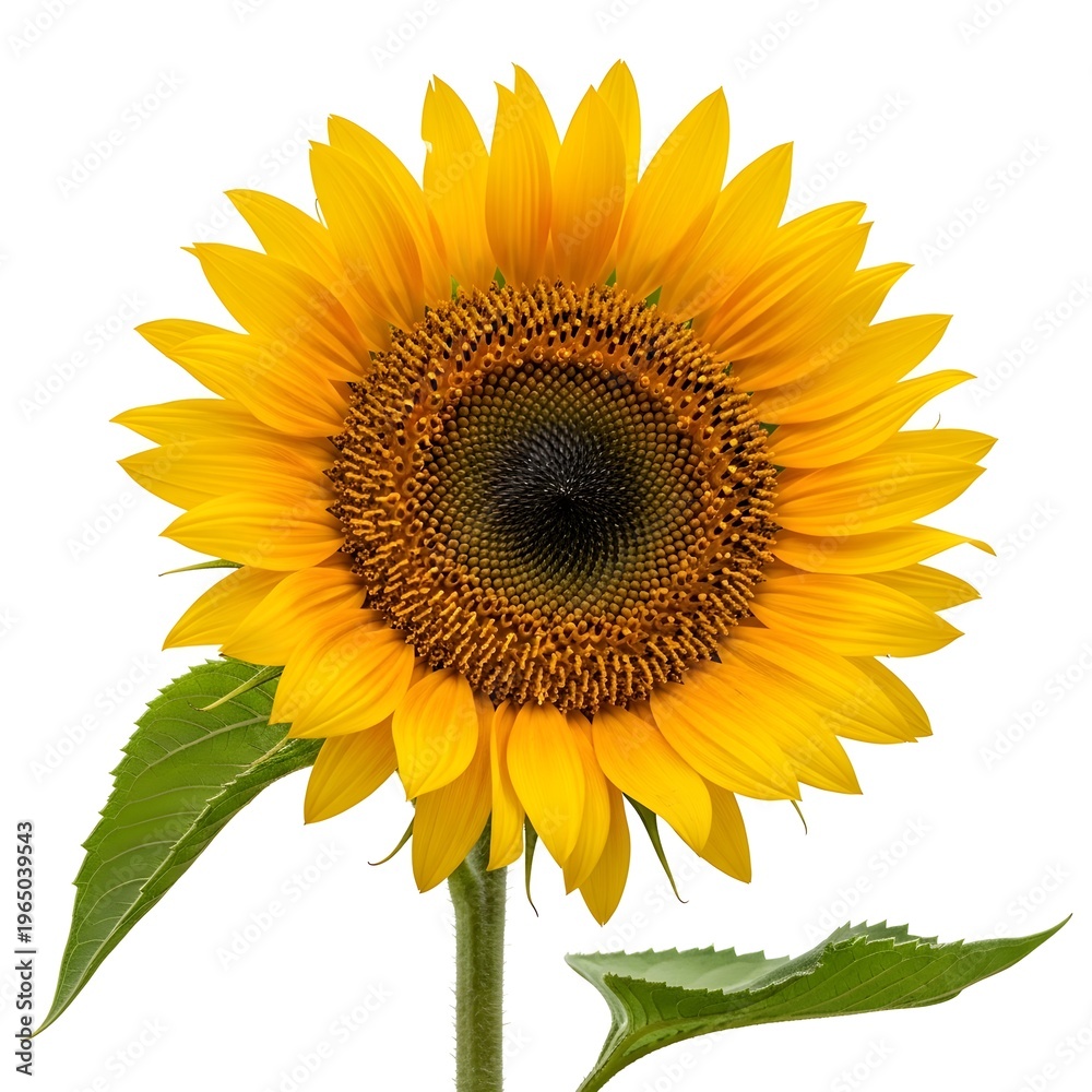 Fototapeta premium Bright yellow sunflower in full bloom with detailed petals