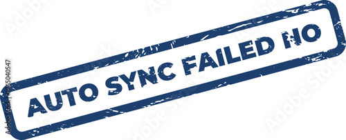 Konstfotografi Textured rectangular stamp displaying an auto sync failed message with a unique
