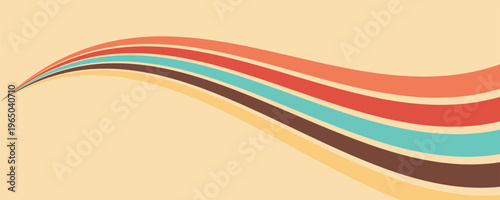 70s retro perspective lines background. Vintage colourful stripes banner, backdrop and wallpaper vector. eps version 10