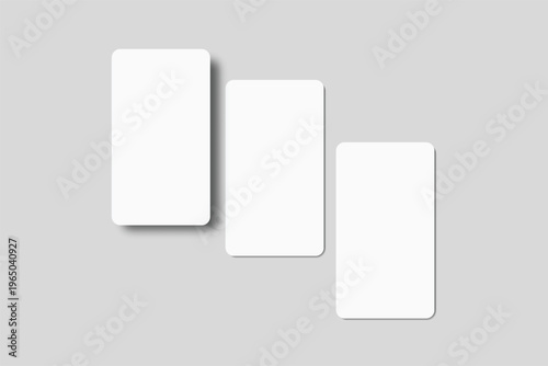 Vertical rounded rectangle story mockup set with soft shadows on neutral background. Minimal template for social media posts, mobile UI design, advertising, stories feed and branding presentation