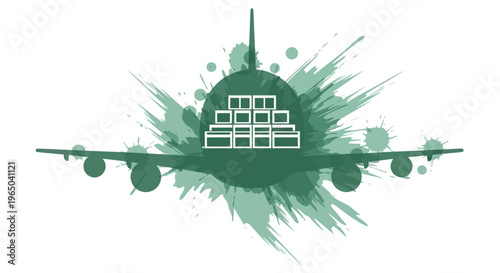 Airplane Cargo Delivery, Air Freight Logistics, Shipping Boxes and Transport