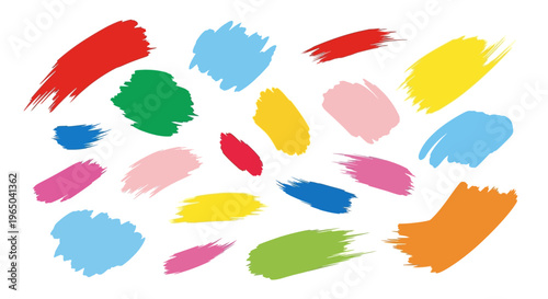Colorful Paint Brush Strokes Collection - Abstract Art Elements