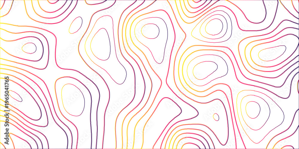Fototapeta premium Topographic canyon geometric map relief texture with curved layers and shadow .Abstract geometric topographic contour map background. Panorama view gradient multicolor wave curve