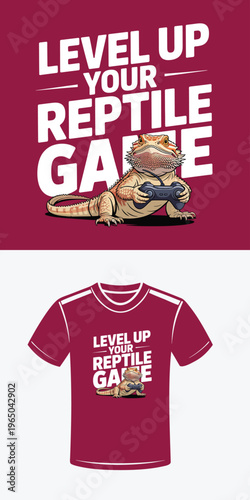 Bearded Dragon Holding Video Game Controller Playing Game Illustration gaming
