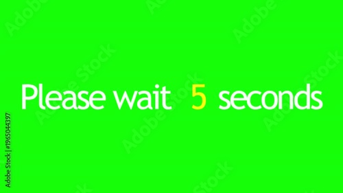 Please Wait 10 Seconds Text Animation Loading Screen on Green Screen