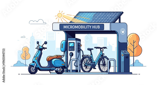 Micromobility Hub Smart City Transport Electric Scooter Station