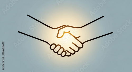 Handshake with glowing connection symbolizing partnership and agreement in business or friendship