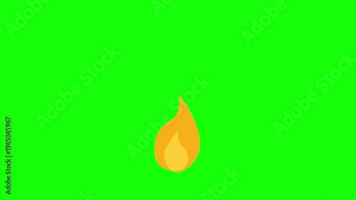 Fire Flame Animation Loop on Green Screen Isolated Element