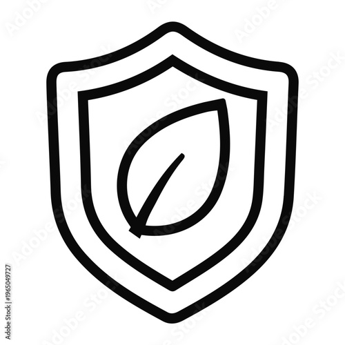 Shield protects a leaf symbol within a protective boundary outline.