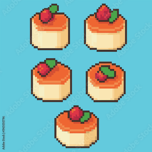 panna cotta pixel art, eps 10 illustration
