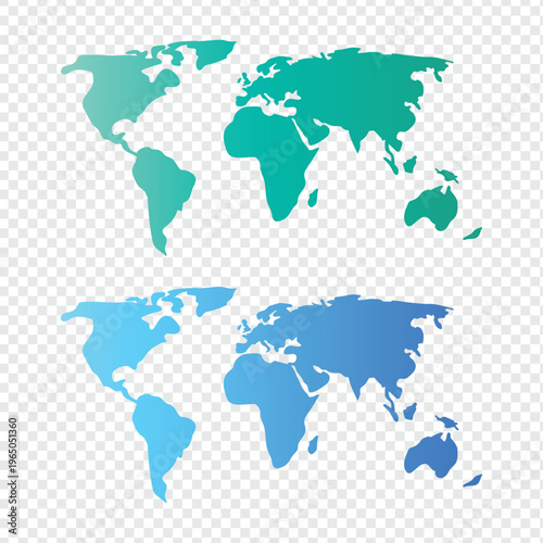 Contrasting world maps highlighting different global data representations Vector, illustration