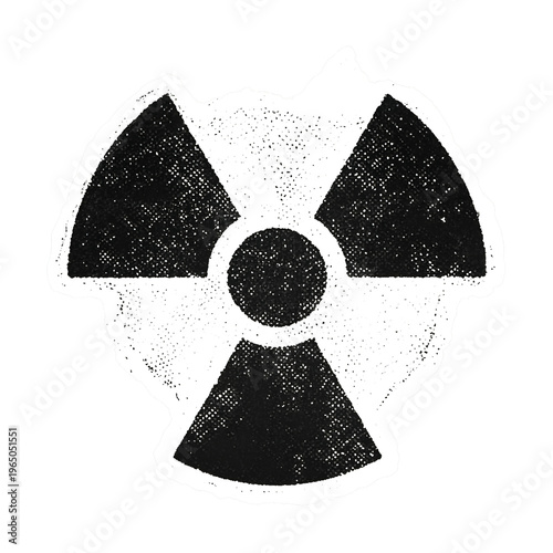 Tableau sur toile Grunge Nuclear Radiation Symbol Sticker – Retro Halftone Warning Icon