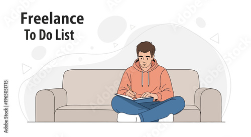 Freelancer Making To-Do List on Couch