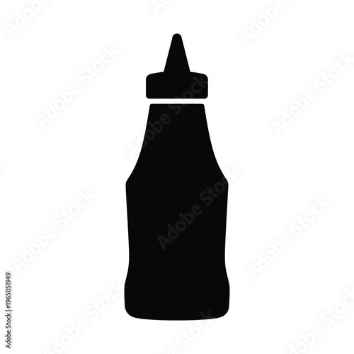 A minimalist black silhouette icon of a squeeze bottle used for condiments like ketchup or mustard