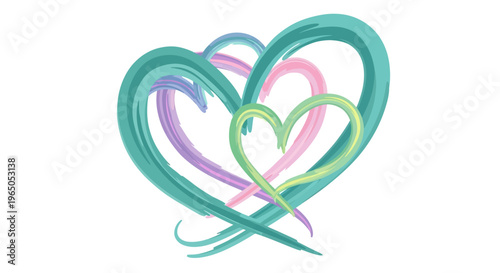 Abstract Heart Shapes, Love Symbol, Romantic Design, Pastel Colors