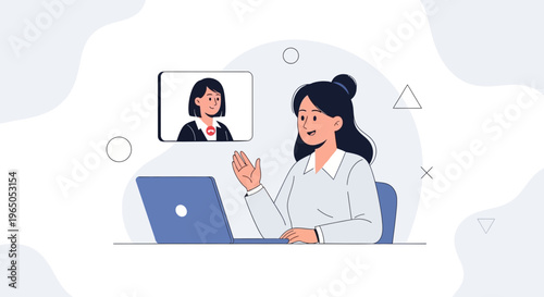 Businesswomen having video conference call on laptop, remote work, online meeting, teamwork