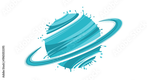 Abstract Planet Saturn Ring Splash Art