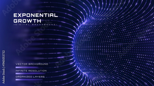 Abstract futuristic technology background showing digital data exponential growth.