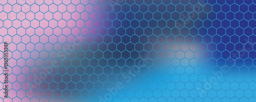 Dark red and blue hexagon abstract technology background with red and blue colored bright flashes under hexagon. Hexagonal gaming vector abstract tech background.