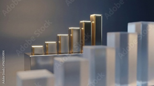 Bar chart displaying growth with gold bars representing financial success and wealth accumulation in investments