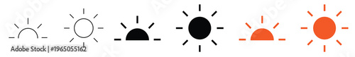 Collection of sun and moon icons in various colors and styles