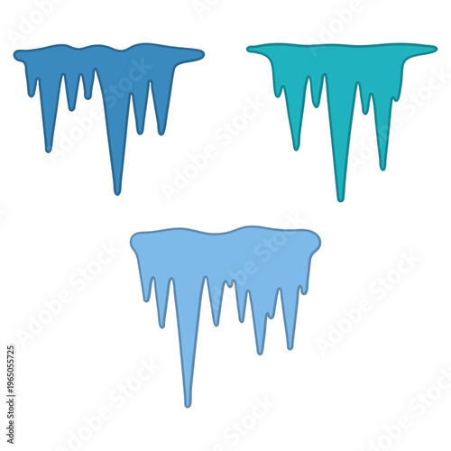 Hanging Blue Icicle Illustration Set