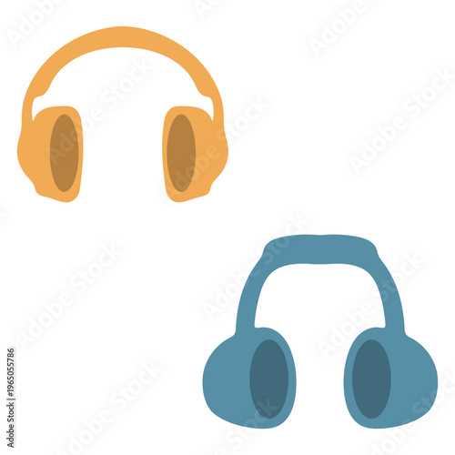 Two Colorful Music Headphone Illustration