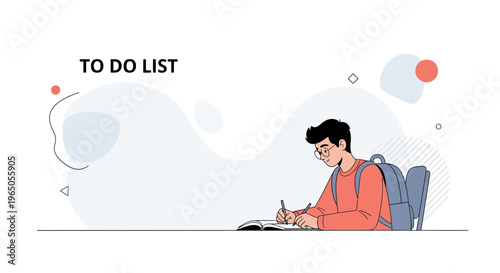 Student Writing To Do List, Studying and Planning Future Tasks