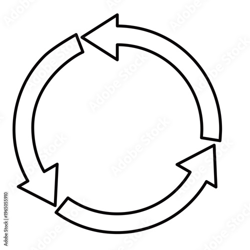 循環やリサイクル、更新のイメージに最適な、3つの矢印が円を描くループアイコン